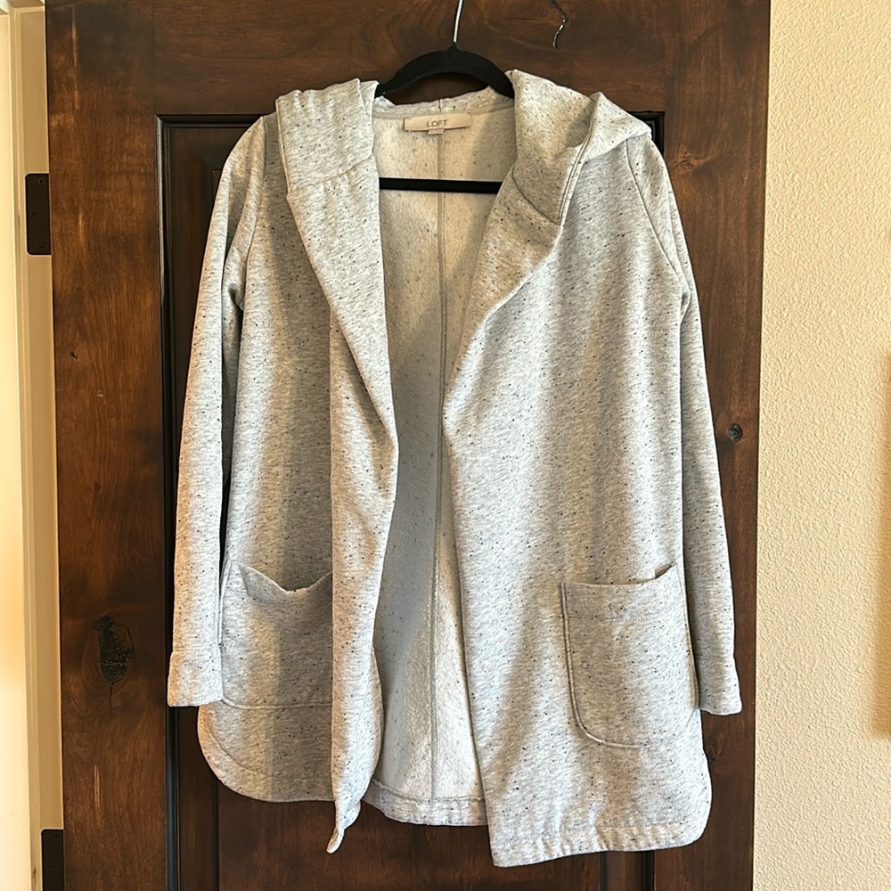 Loft Cozy Hooded Open Front Jacket